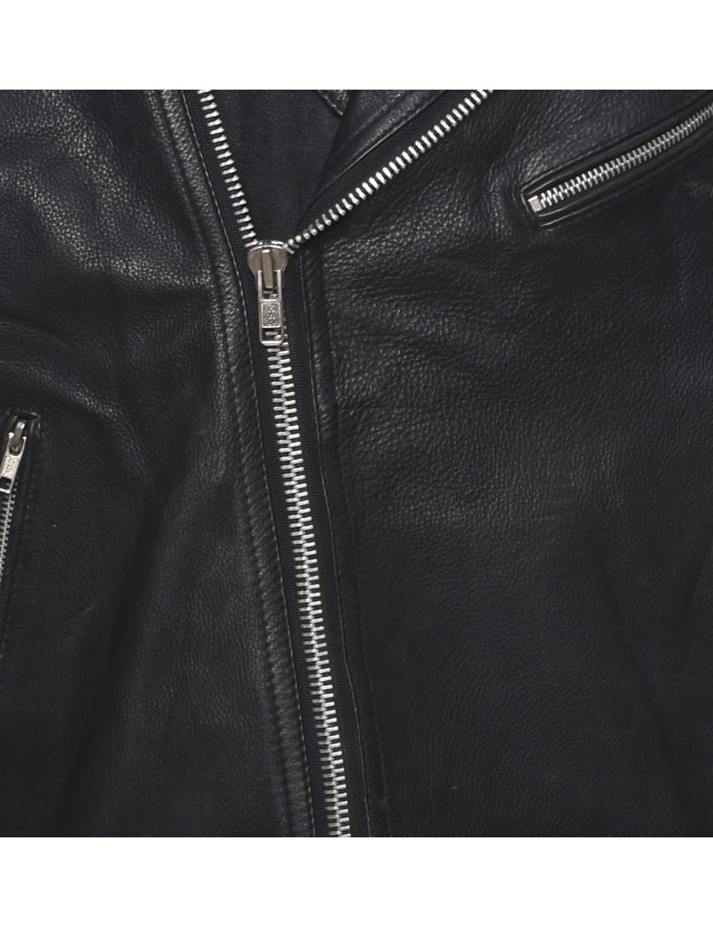 Biker Style Leather Jacket - XL