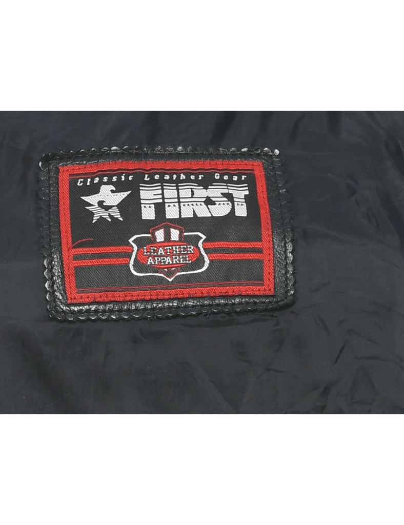 Biker Style Leather Jacket - XL