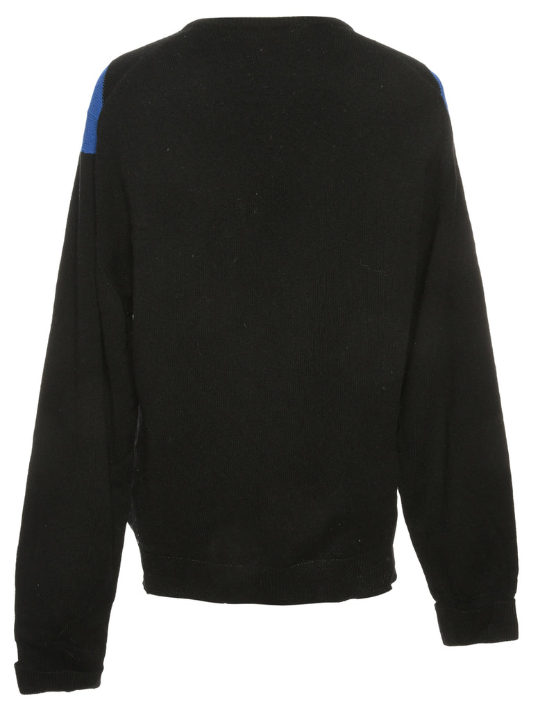 Black Argyle Jumper - M