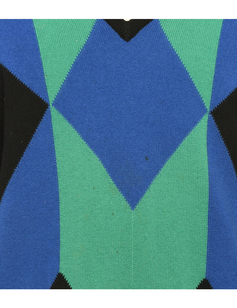 Black Argyle Jumper - M