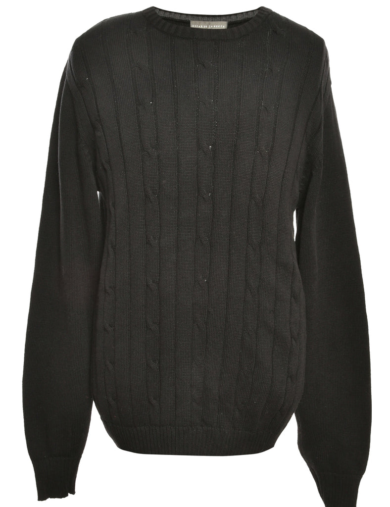 Black Cable Knit Jumper - M