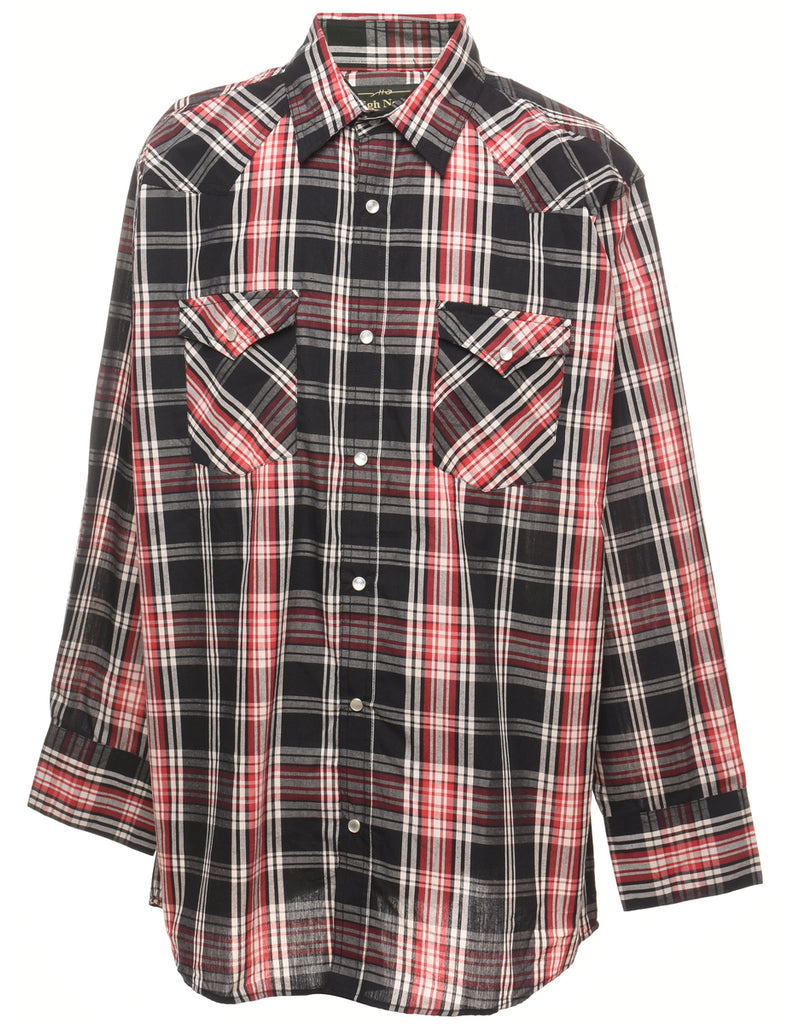 Black Checked Western Shirt - L