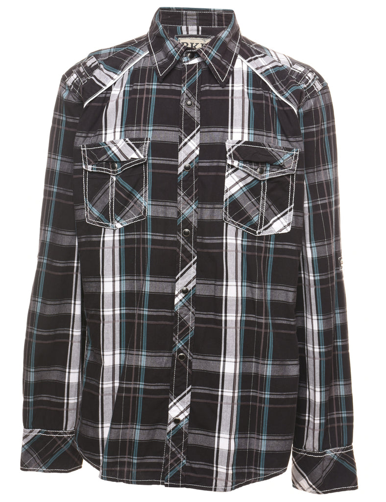 Black Checked Western Shirt - L