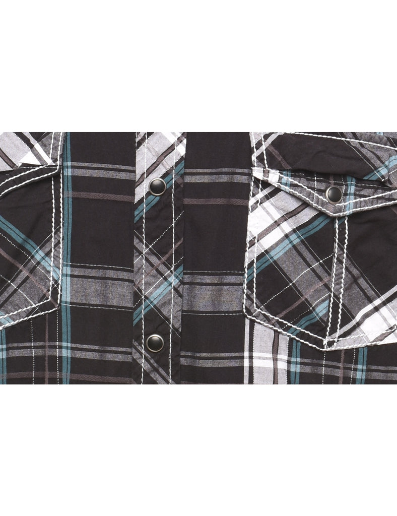 Black Checked Western Shirt - L