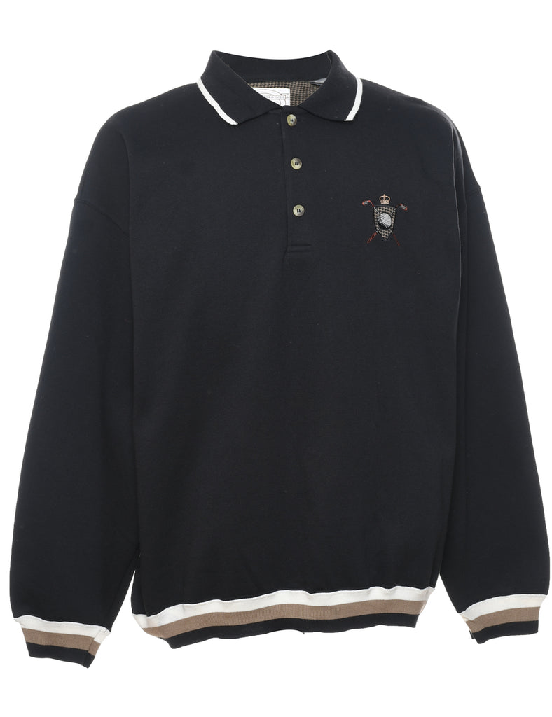 Black Embroidered Golf Sweatshirt - XL