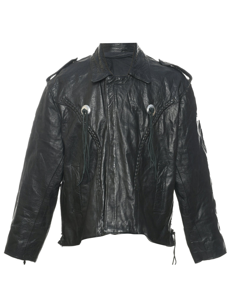 Black Leather Jacket - XL
