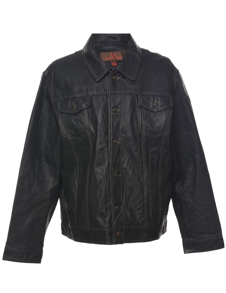 Black Leather Jacket - XXL