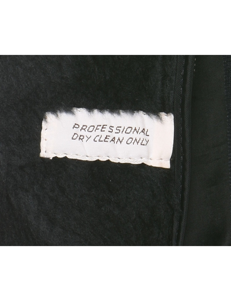 Black Leather Zip-Front Jacket - XL