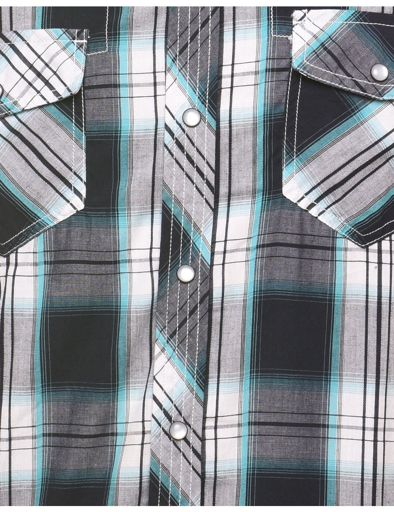 Black & Light Blue Classic Checked Shirt - L