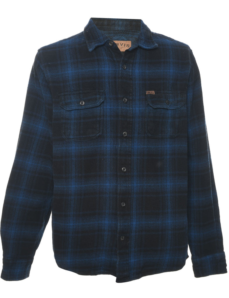 Black & Navy 1990s Checked Shirt - M