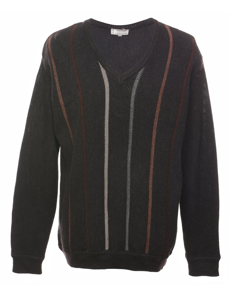 Black Striped Jumper - L