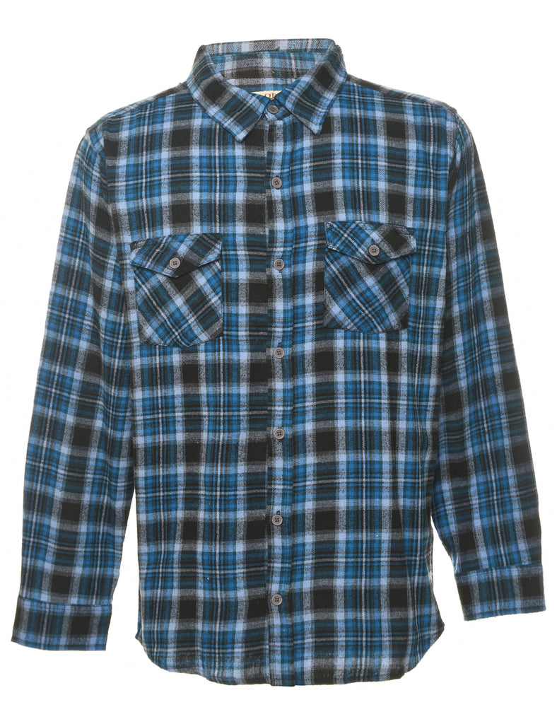 Blue & Black Plaid Shirt - L