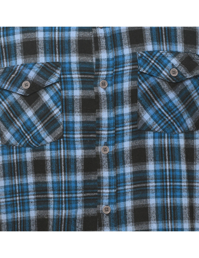 Blue & Black Plaid Shirt - L
