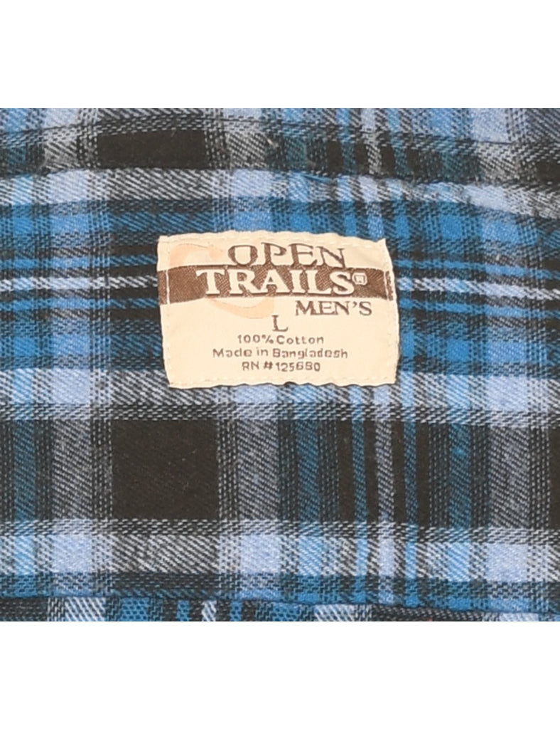 Blue & Black Plaid Shirt - L