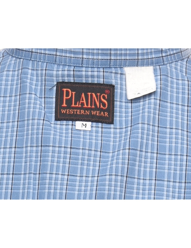 Blue Checked Short-Sleeve Shirt - M