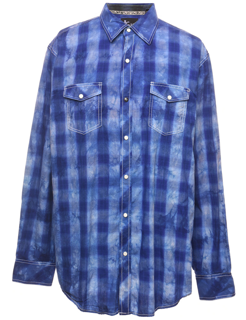 Blue Checked Western Shirt - XL
