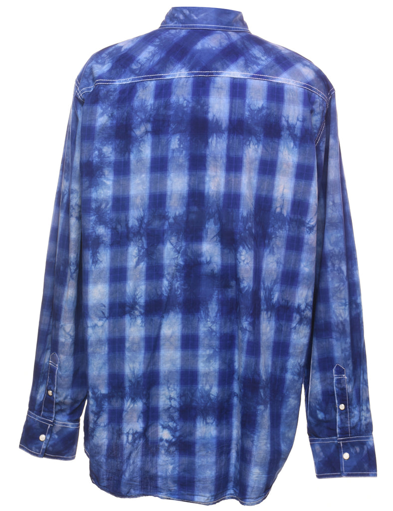Blue Checked Western Shirt - XL