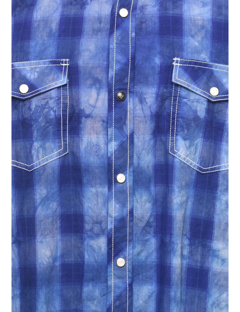 Blue Checked Western Shirt - XL