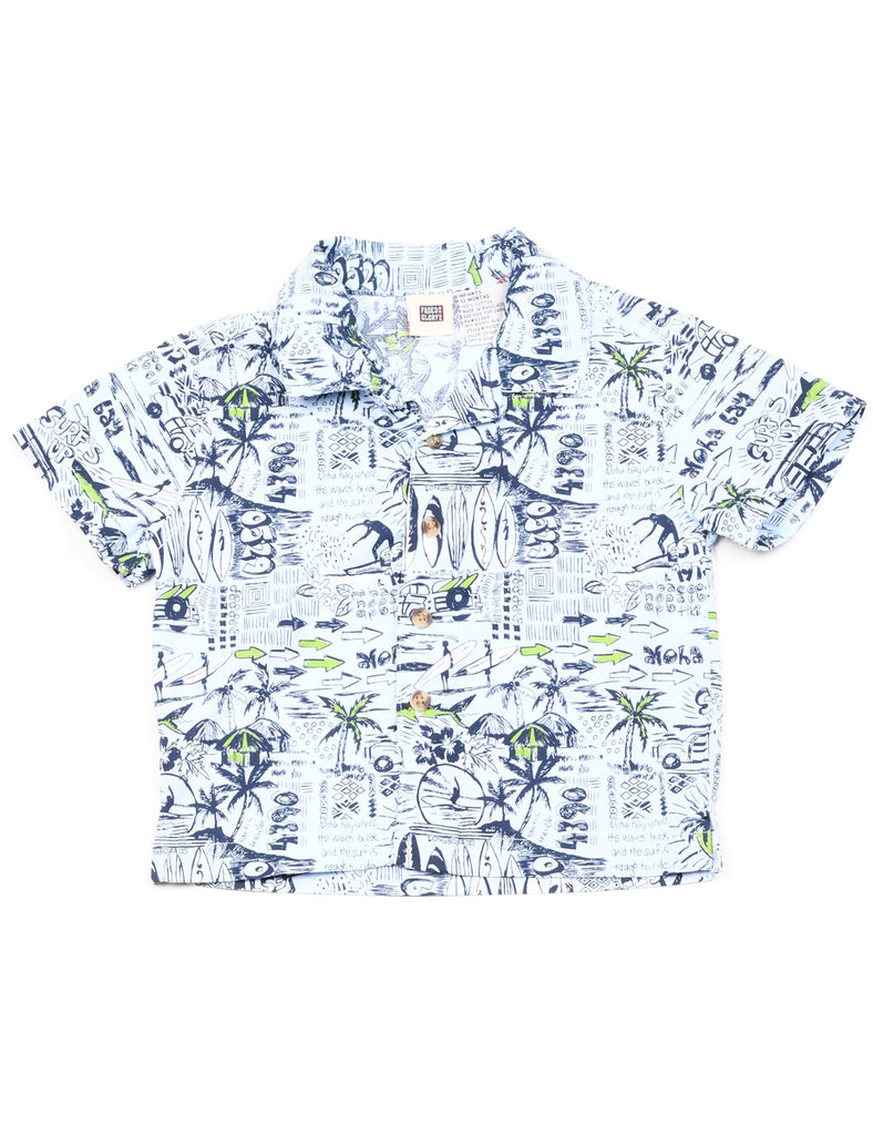 Blue & Green Illustrated Print Shirt - 12 MONTHS