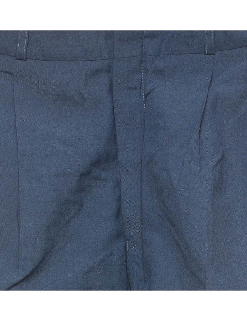 Blue Pleated Detail Trousers - W33 L32