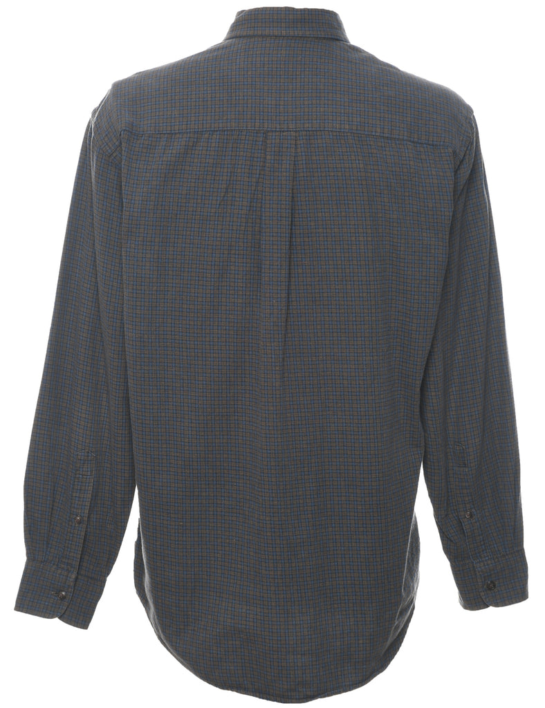 Britches Checked Blue & Grey 1990s Shirt - M