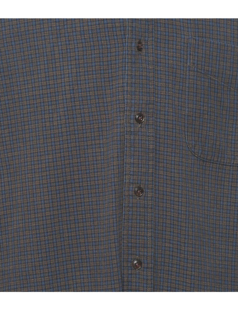 Britches Checked Blue & Grey 1990s Shirt - M