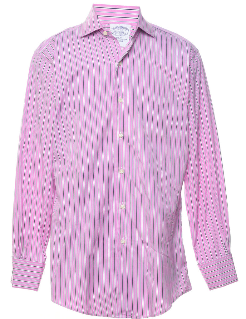 Brooks Brother Pale Pink & Black Striped Shirt - M