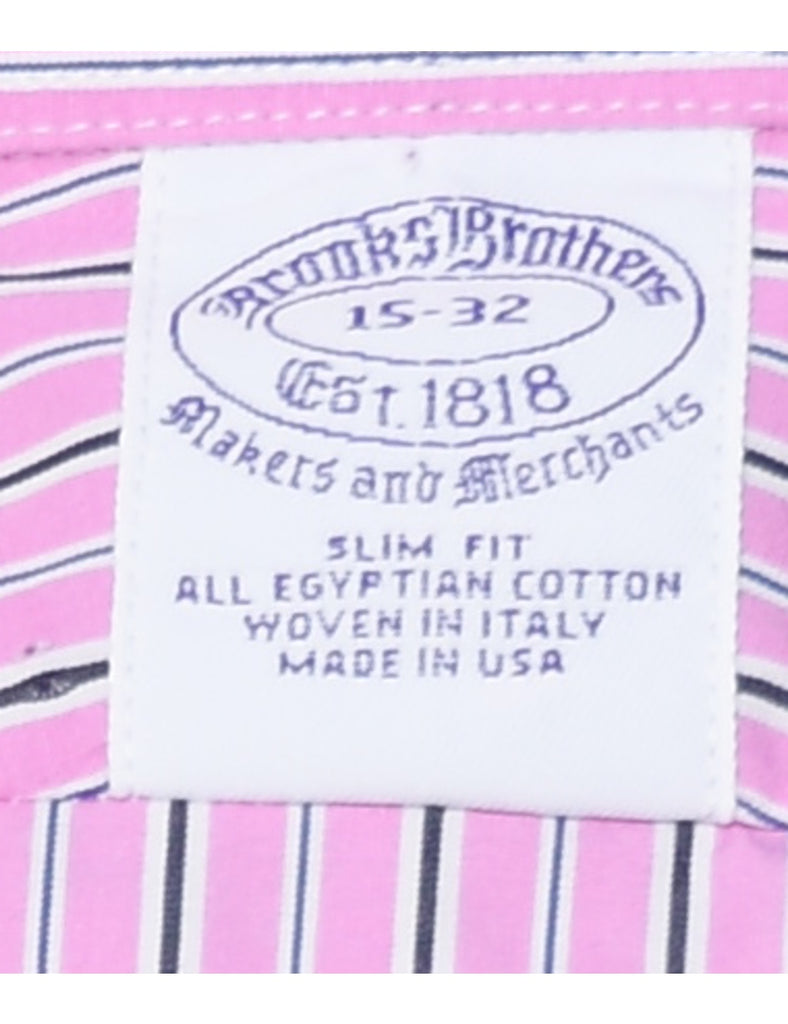 Brooks Brother Pale Pink & Black Striped Shirt - M