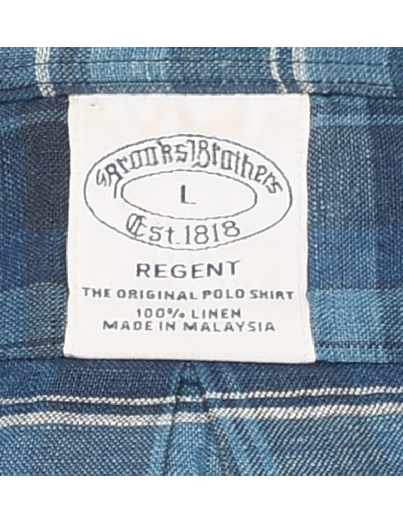 Brooks Brothers Navy Short Sleeve  Checked Shirt - L