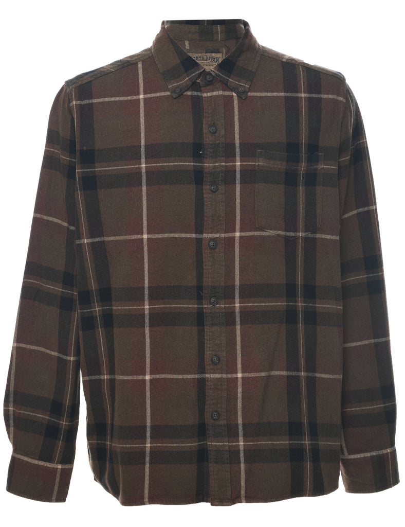 Brown Checked Shirt - L