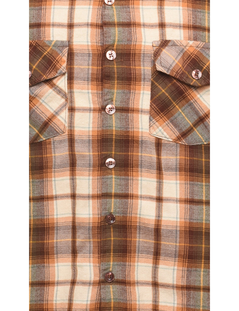 Brown Checked Shirt - M