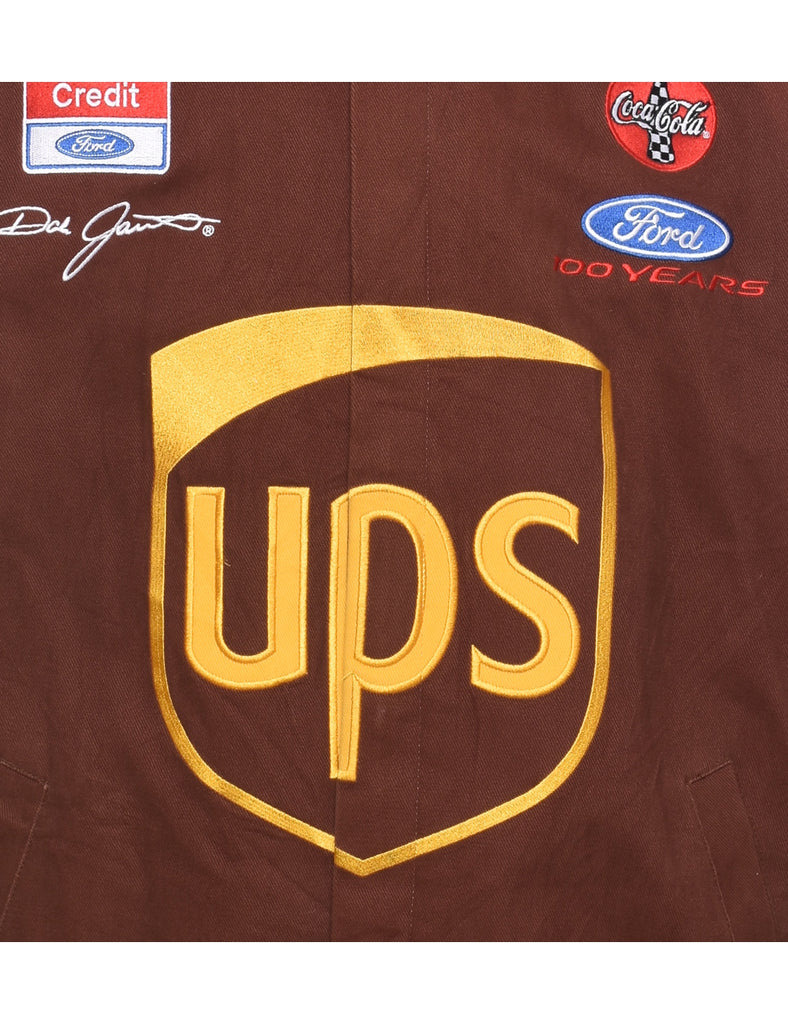 Brown Embroidered Chase Authentics UPS Racing Jacket - XL