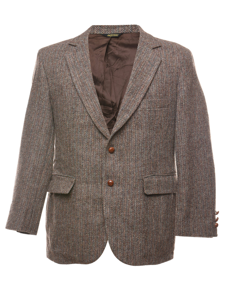 Brown Harris Tweed Herringbone Tweed Blazer - L