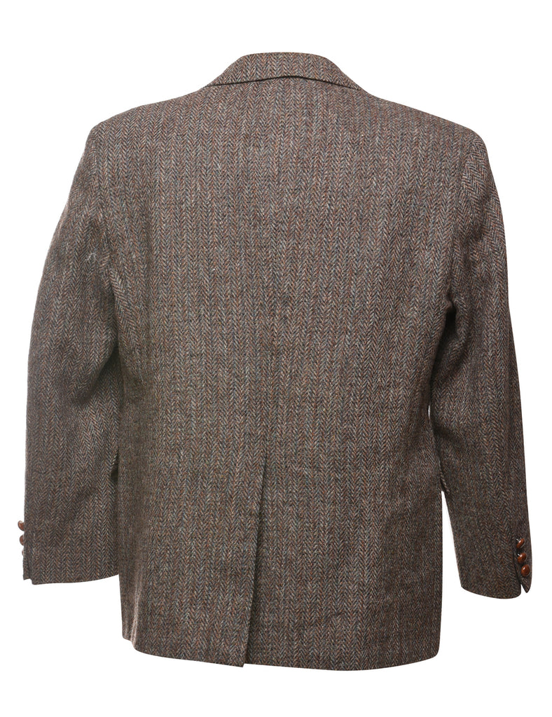 Brown Harris Tweed Herringbone Tweed Blazer - L