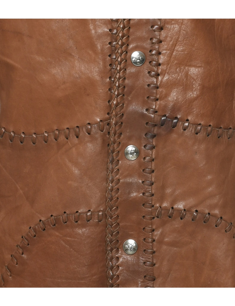 Brown Leather 1970s Jacket - M