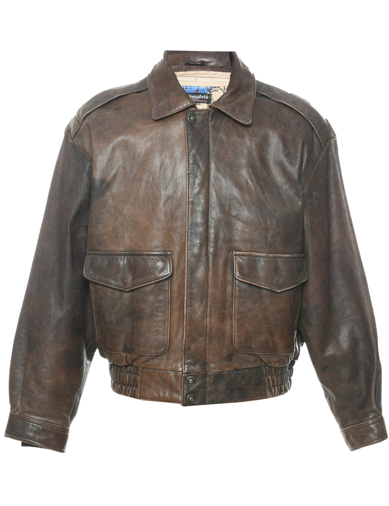 Brown Leather Jacket - L