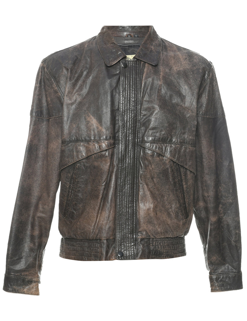 Brown Leather Jacket - M