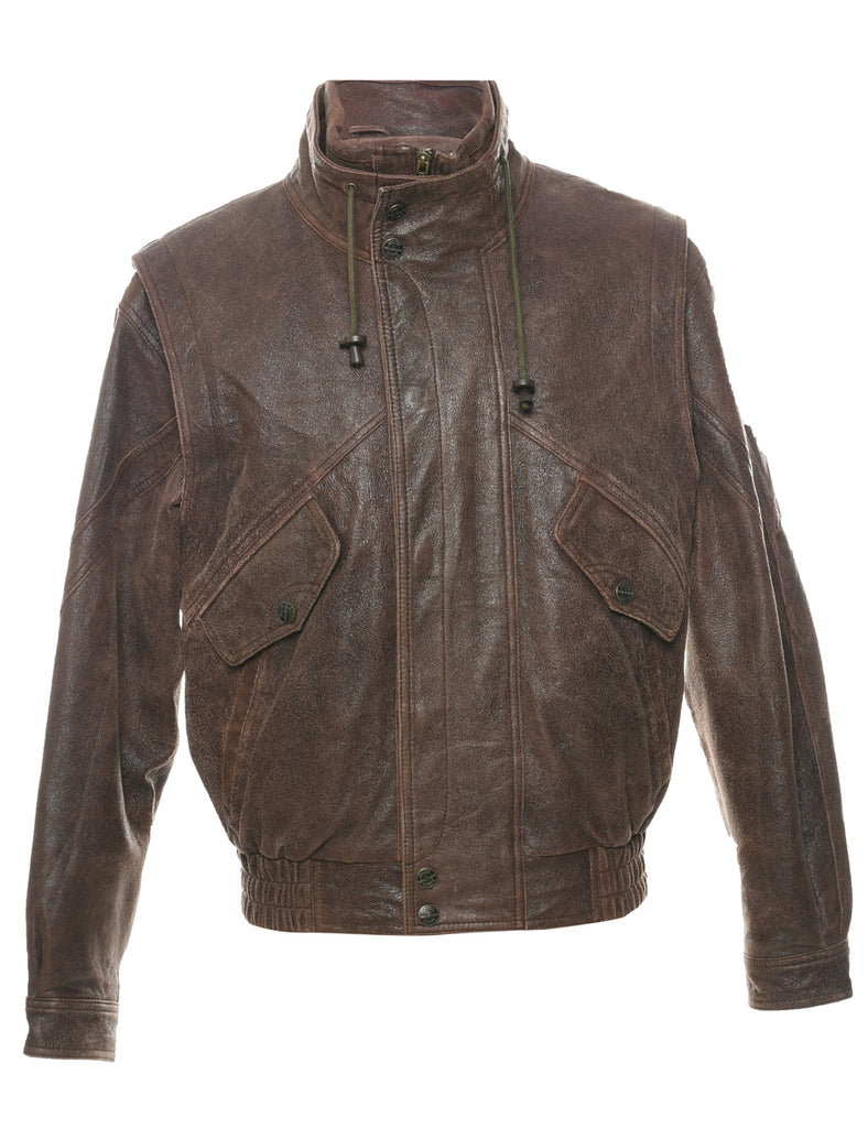 Brown Leather Jacket - M