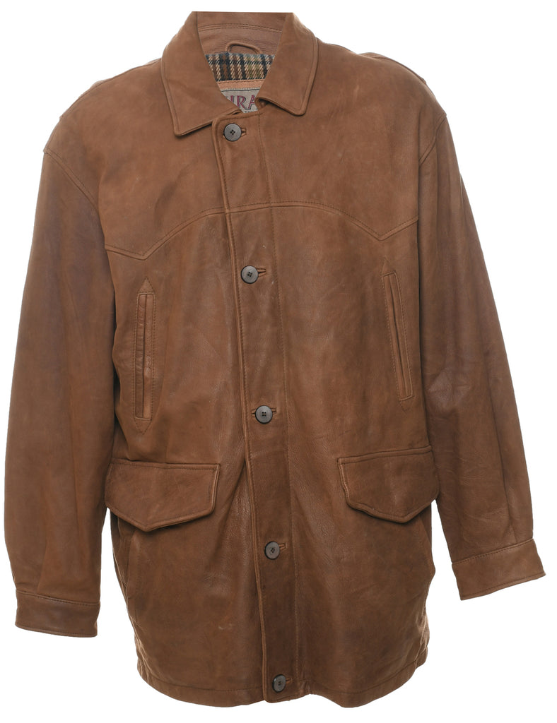 Brown Leather Jacket - L