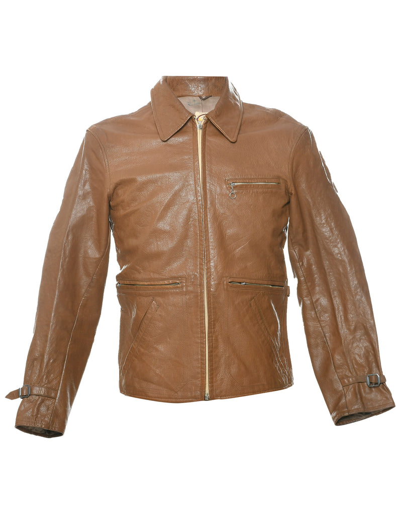 Brown Leather Jacket - M