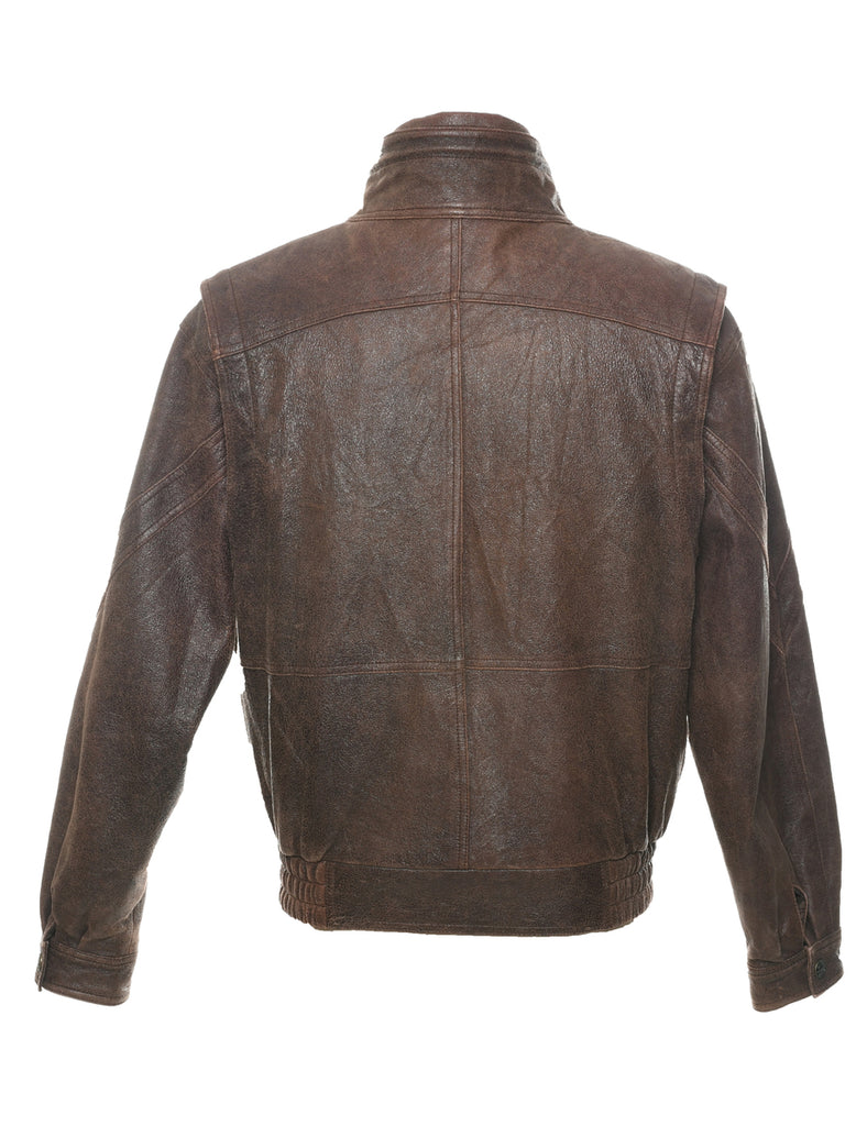 Brown Leather Jacket - M
