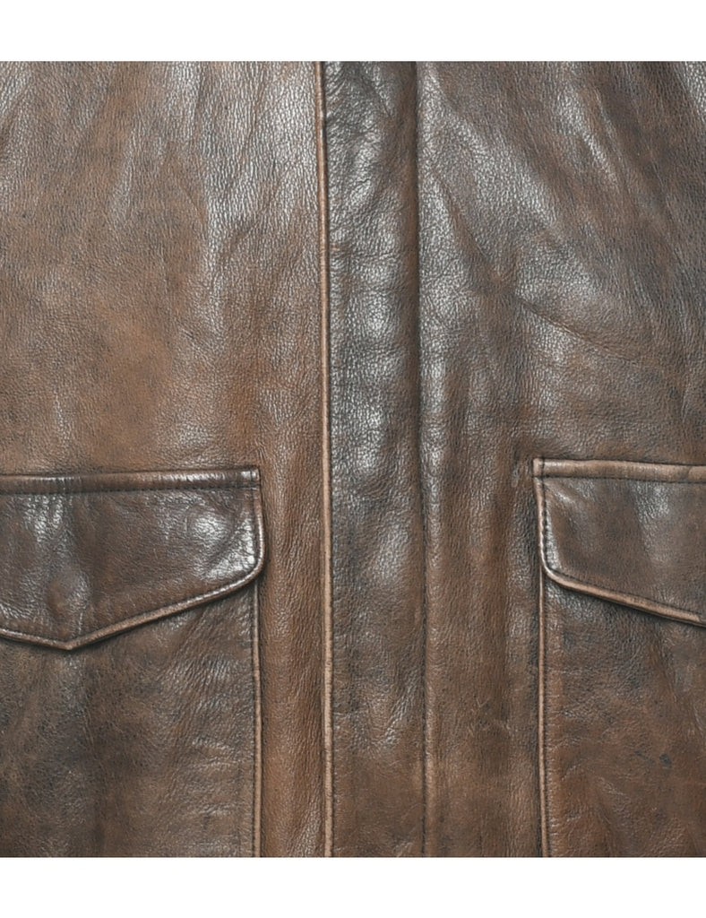 Brown Leather Jacket - L