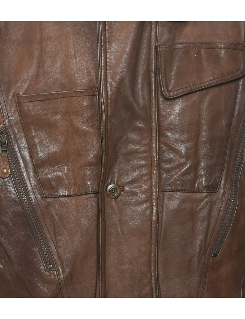 Brown Leather Jacket - XL