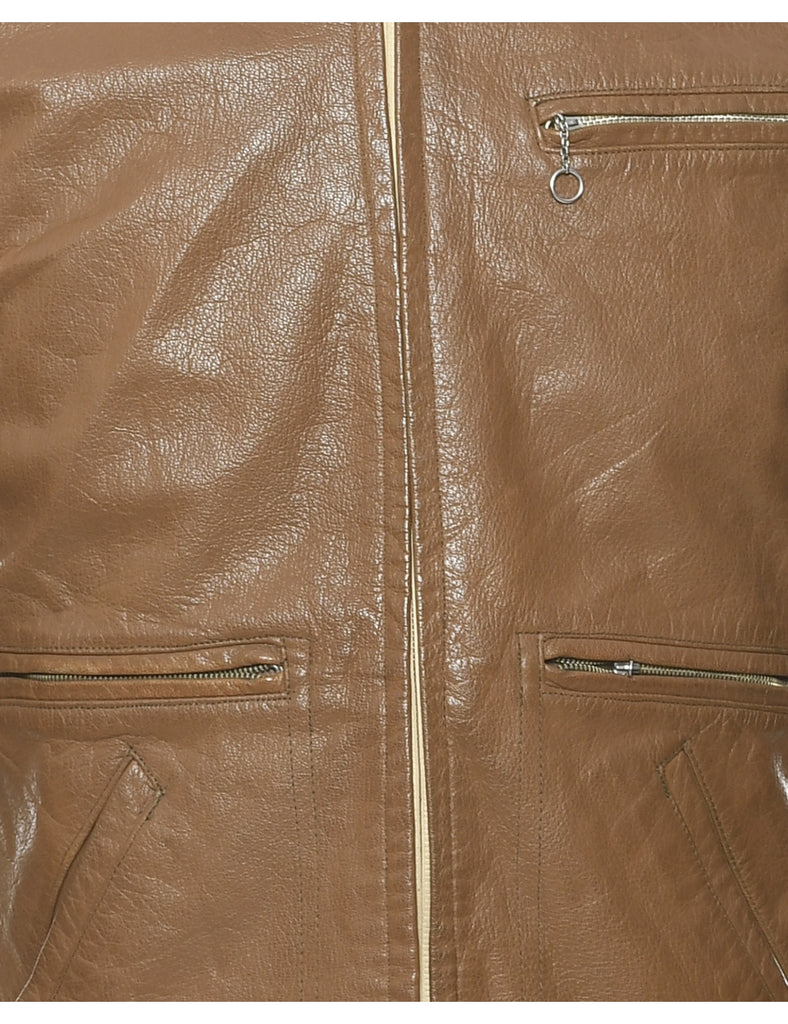 Brown Leather Jacket - M