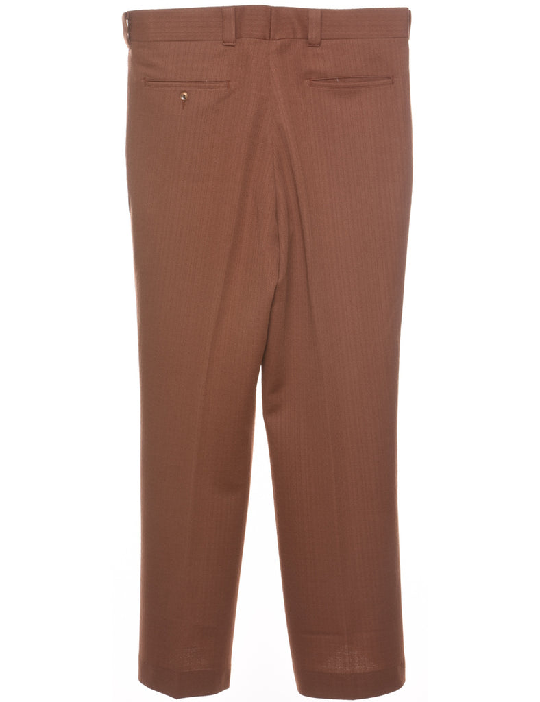 Brown Striped Classic Trousers - W32 L29