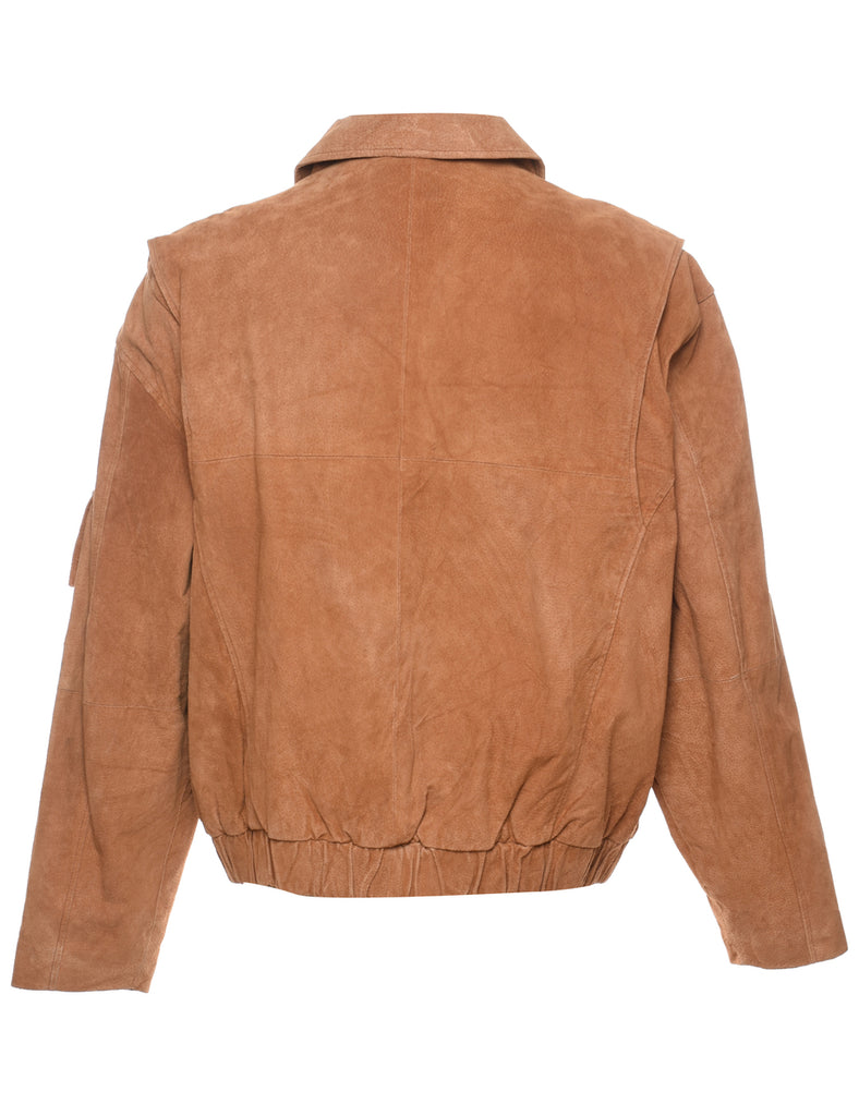 Brown Suede Zip-Front Jacket - XL