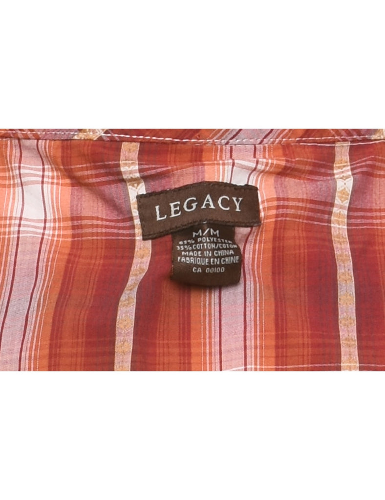 Burnt Orange Classic Checked Shirt - M