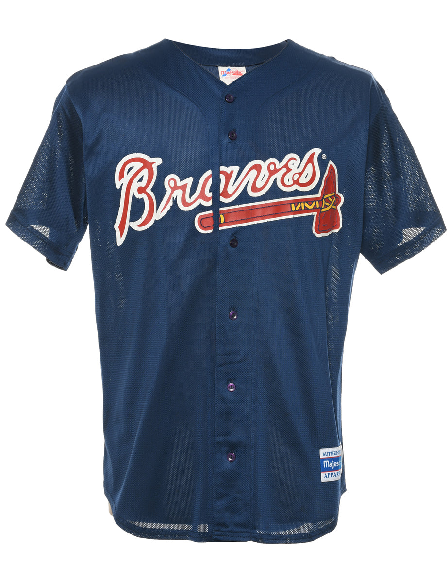 Vintage Button Front Braves Printed T-shirt - M