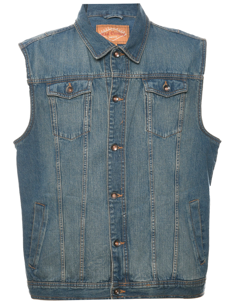 Button Front Denim Jacket Vest - XL