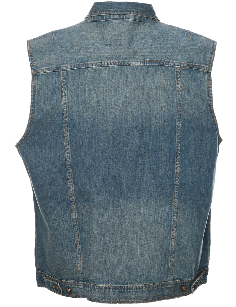 Button Front Denim Jacket Vest - XL